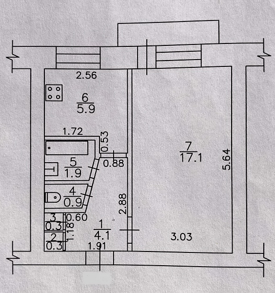 1-комнатная квартира на Опарина, 7
